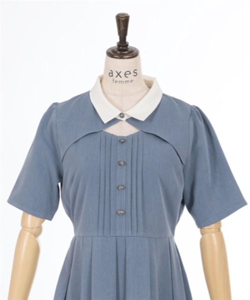 axes femme（アクシーズファム）の「襟付カットワークプリーツワンピース（ワンピース・レディース・グレー/ブラック/ブルー・FREE）」の10枚目の写真