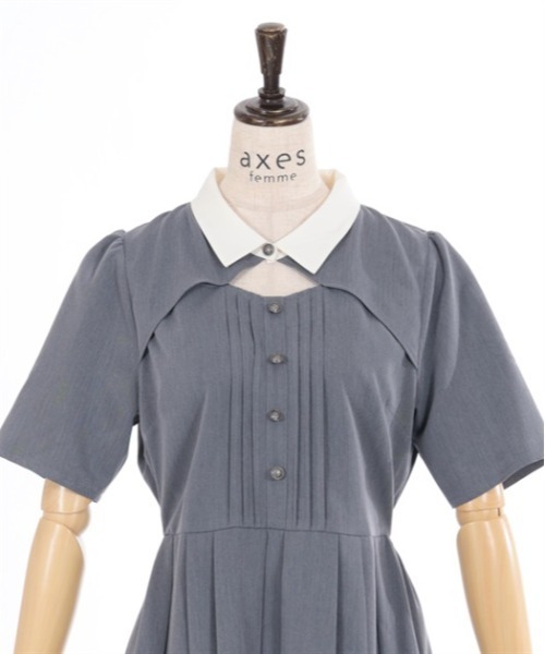 axes femme（アクシーズファム）の「襟付カットワークプリーツワンピース（ワンピース・レディース・グレー/ブラック/ブルー・FREE）」の19枚目の写真