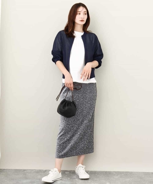 MK MICHEL KLEIN(エムケーミッシェルクラン)の「2024AW/ベロアスパンコールナロースカート/洗える(スカート・レディース・グレー/ブラック・38)」の6枚目の写真