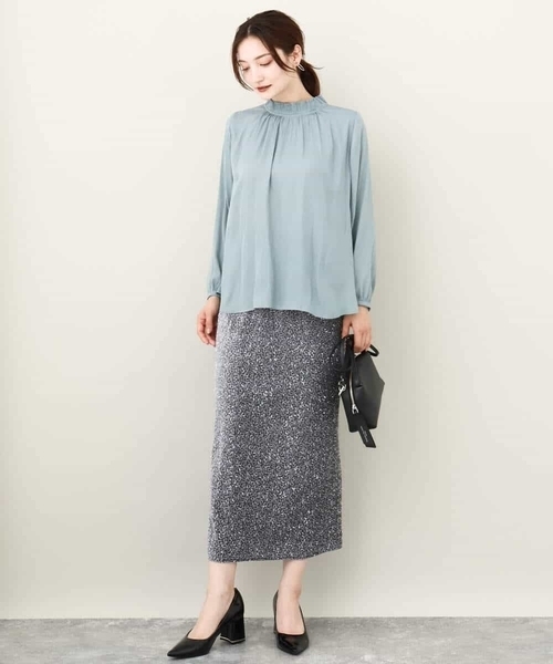 MK MICHEL KLEIN(エムケーミッシェルクラン)の「2024AW/ベロアスパンコールナロースカート/洗える(スカート・レディース・グレー/ブラック・38)」の9枚目の写真