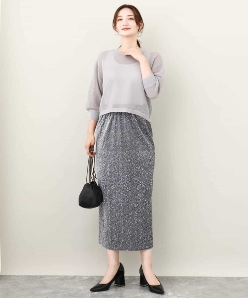 MK MICHEL KLEIN(エムケーミッシェルクラン)の「2024AW/ベロアスパンコールナロースカート/洗える(スカート・レディース・グレー/ブラック・38)」の11枚目の写真