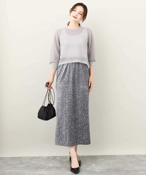 MK MICHEL KLEIN(エムケーミッシェルクラン)の「2024AW/ベロアスパンコールナロースカート/洗える(スカート・レディース・グレー/ブラック・38)」の12枚目の写真