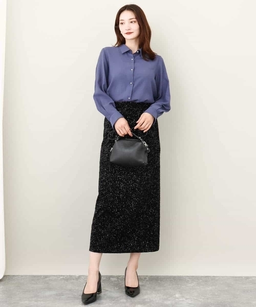 MK MICHEL KLEIN(エムケーミッシェルクラン)の「2024AW/ベロアスパンコールナロースカート/洗える(スカート・レディース・グレー/ブラック・38)」の15枚目の写真
