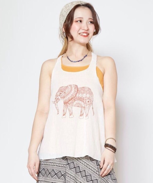 チャイハネ(チャイハネ)の「【チャイハネ】エレスルタンクトップ(タンクトップ・レディース・ブラック/ブラウン/ネイビー・FREE)」の2枚目の写真