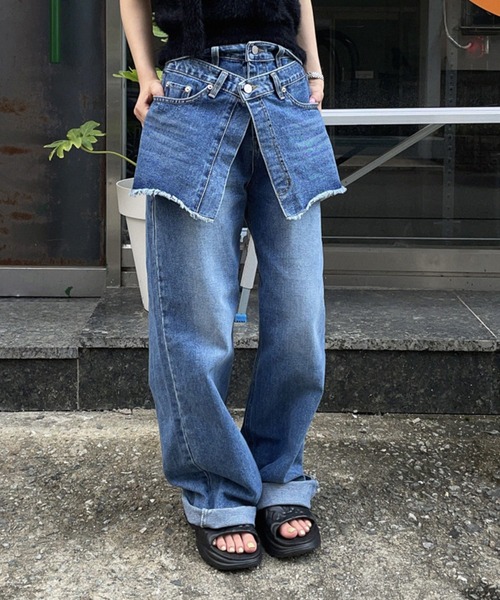 SHEPP(シープ)の「レイヤード デニムパンツ(デニムパンツ・レディース・ブルー・S/M/L)」の12枚目の写真