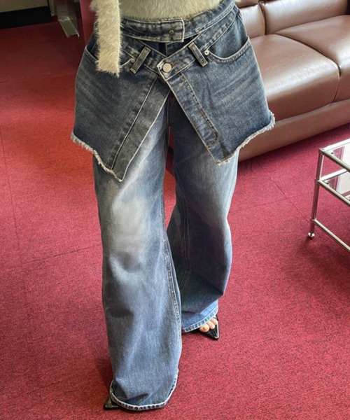 SHEPP(シープ)の「レイヤード デニムパンツ(デニムパンツ・レディース・ブルー・S/M/L)」の13枚目の写真
