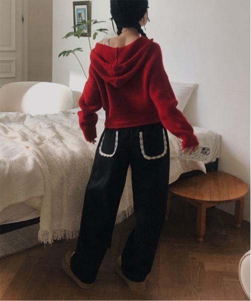 by muni:r（バイ ムニール）の「レースラインスウェットパンツ（スウェットパンツ・レディース・グレー/ブラック・FREE）」の3枚目の写真