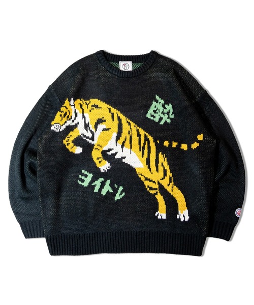 JACKROSE（ジャックローズ）の「YOIDORE 酔虎ｼﾞｬｶﾞｰﾄﾞﾆｯﾄ（ニット/セーター・メンズ・ベージュ/ブラック・M/L/XL）」の2枚目の写真