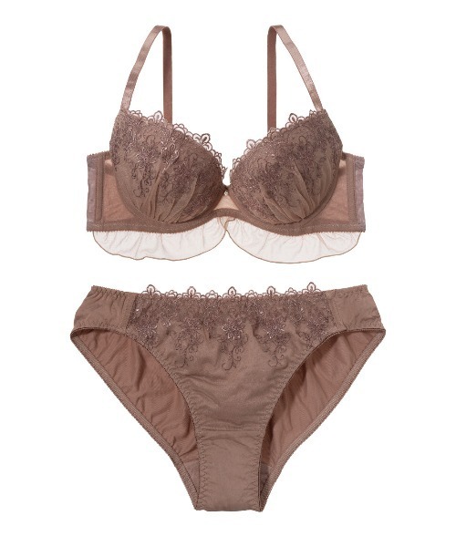 PEACH JOHN（ピーチジョン）の「【盛り谷間メイク！A～Eカップ展開☆バリエいろいろ♪】盛れる谷間メイクレースブラジャー＆ショーツセット（ブラ&ショーツ・レディース・グレイッシュベージュ/スモークピンク/ブラック/ピンクベージュ/グリーン/ボルドー/ブラウン/ホワイト/ライトブラック/ピンク/ライトピンク/ライトブルー/クリアブルー/グレー/オフホワイト/コーラルピンク/ブルー系その他/アイボリー/ネイビー/レッド/ライトベージュ・A70/A75/B65/B70/B75/C65/C70/C75/D65/D70/D75/E65/E70/E75）」の7枚目の写真