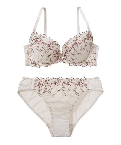 PEACH JOHN（ピーチジョン）の「【盛り谷間メイク！A～Eカップ展開☆バリエいろいろ♪】盛れる谷間メイクレースブラジャー＆ショーツセット（ブラ&ショーツ・レディース・グレイッシュベージュ/スモークピンク/ブラック/ピンクベージュ/グリーン/ボルドー/ブラウン/ホワイト/ライトブラック/ピンク/ライトピンク/ライトブルー/クリアブルー/グレー/オフホワイト/コーラルピンク/ブルー系その他/アイボリー/ネイビー/レッド/ライトベージュ・A70/A75/B65/B70/B75/C65/C70/C75/D65/D70/D75/E65/E70/E75）」の2枚目の写真