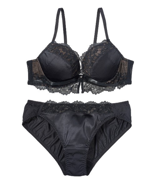 PEACH JOHN（ピーチジョン）の「【盛り谷間メイク！A～Eカップ展開☆バリエいろいろ♪】盛れる谷間メイクレースブラジャー＆ショーツセット（ブラ&ショーツ・レディース・グレイッシュベージュ/スモークピンク/ブラック/ピンクベージュ/グリーン/ボルドー/ブラウン/ホワイト/ライトブラック/ピンク/ライトピンク/ライトブルー/クリアブルー/グレー/オフホワイト/コーラルピンク/ブルー系その他/アイボリー/ネイビー/レッド/ライトベージュ・A70/A75/B65/B70/B75/C65/C70/C75/D65/D70/D75/E65/E70/E75）」の4枚目の写真