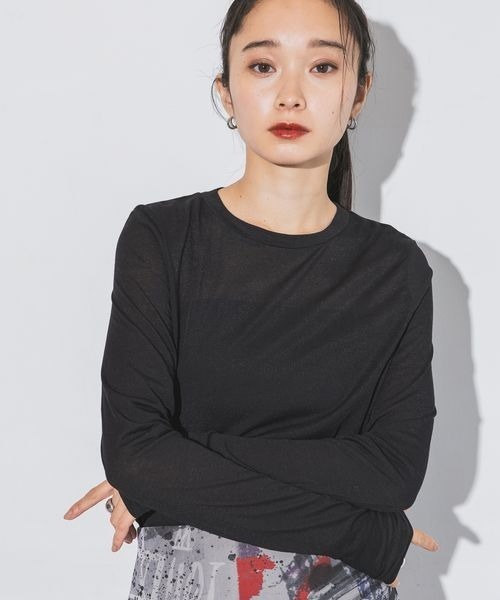 JEANASIS(ジーナシス)の「シアーテンジクJUSTロンTEE/144144(Tシャツ/カットソー・レディース・イエロー/ホワイト/ブラック/ライトブルー・FREE)」の3枚目の写真