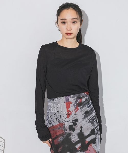 JEANASIS(ジーナシス)の「シアーテンジクJUSTロンTEE/144144(Tシャツ/カットソー・レディース・イエロー/ホワイト/ブラック/ライトブルー・FREE)」の19枚目の写真