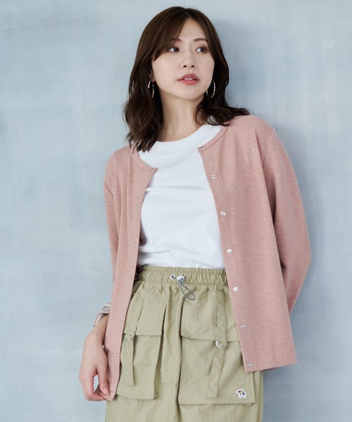 Arnold Palmer（アーノルドパーマー）の「裏ボーダー コンパクト カーディガン（カーディガン/ボレロ・レディース・ライトグレー/ブラック/ピンクベージュ・S/M/L）」の3枚目の写真