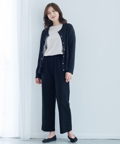 Arnold Palmer（アーノルドパーマー）の「裏ボーダー コンパクト カーディガン（カーディガン/ボレロ・レディース・ライトグレー/ブラック/ピンクベージュ・S/M/L）」の10枚目の写真