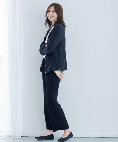 Arnold Palmer（アーノルドパーマー）の「裏ボーダー コンパクト カーディガン（カーディガン/ボレロ・レディース・ライトグレー/ブラック/ピンクベージュ・S/M/L）」の9枚目の写真