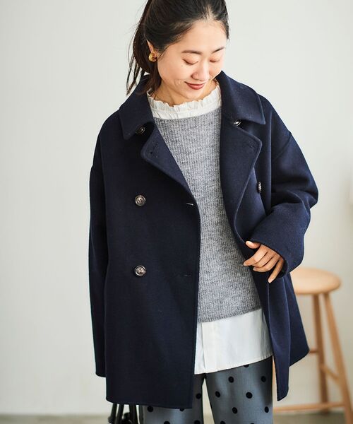 le.coeur blanc（ルクールブラン）の「リバーオープンカラーミドルコート（その他アウター・レディース・グレー/ベージュ/ネイビー/グレイッシュベージュ・38）」の6枚目の写真