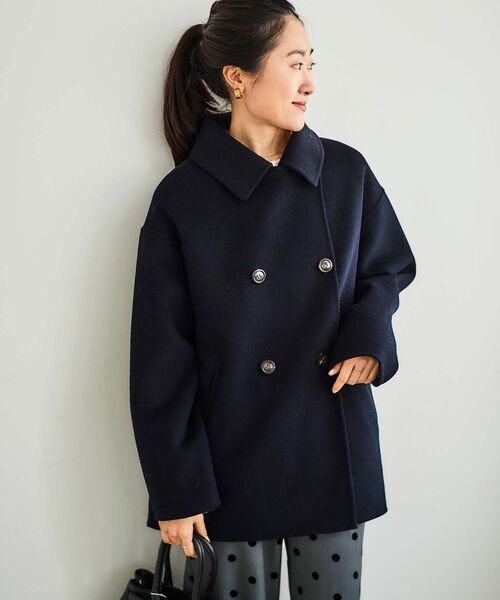 le.coeur blanc（ルクールブラン）の「リバーオープンカラーミドルコート（その他アウター・レディース・グレー/ベージュ/ネイビー/グレイッシュベージュ・38）」の9枚目の写真