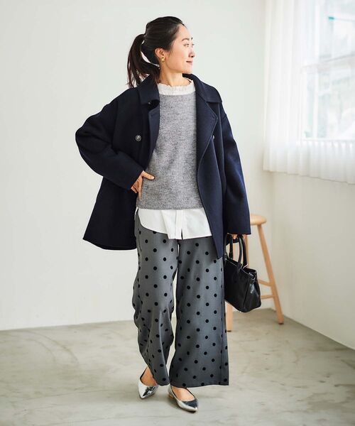 le.coeur blanc（ルクールブラン）の「リバーオープンカラーミドルコート（その他アウター・レディース・グレー/ベージュ/ネイビー/グレイッシュベージュ・38）」の11枚目の写真