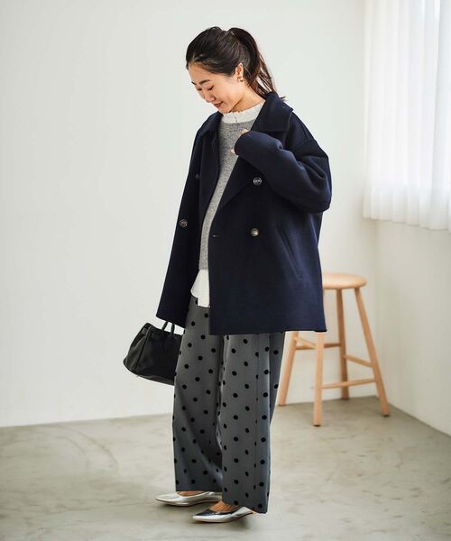 le.coeur blanc（ルクールブラン）の「リバーオープンカラーミドルコート（その他アウター・レディース・グレー/ベージュ/ネイビー/グレイッシュベージュ・38）」の13枚目の写真