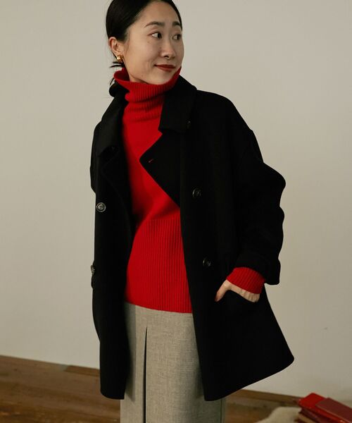 le.coeur blanc（ルクールブラン）の「リバーオープンカラーミドルコート（その他アウター・レディース・グレー/ベージュ/ネイビー/グレイッシュベージュ・38）」の15枚目の写真