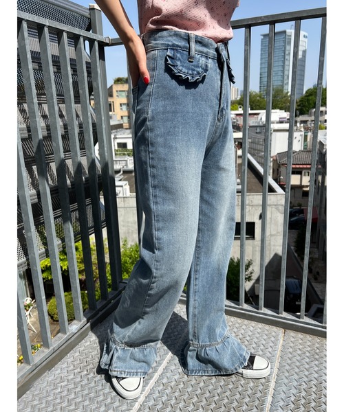 WC（ダブル シー）の「フリルデザインデニムパンツ（デニムパンツ・レディース・ブルー・FREE）」の4枚目の写真