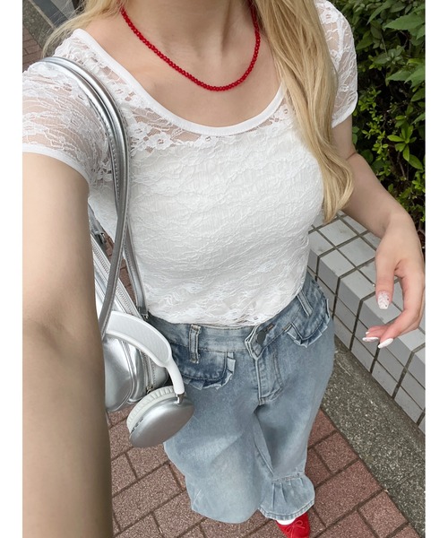 WC（ダブル シー）の「フリルデザインデニムパンツ（デニムパンツ・レディース・ブルー・FREE）」の11枚目の写真