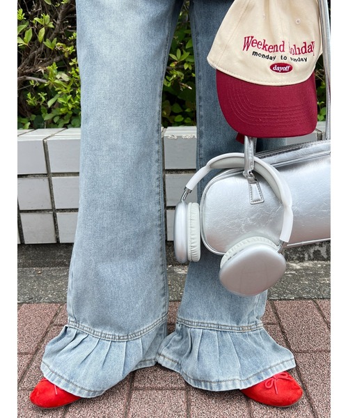 WC（ダブル シー）の「フリルデザインデニムパンツ（デニムパンツ・レディース・ブルー・FREE）」の7枚目の写真