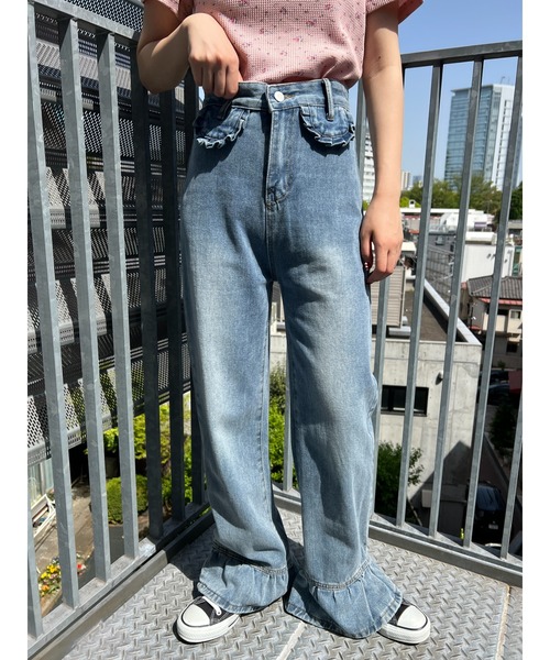 WC（ダブル シー）の「フリルデザインデニムパンツ（デニムパンツ・レディース・ブルー・FREE）」の5枚目の写真