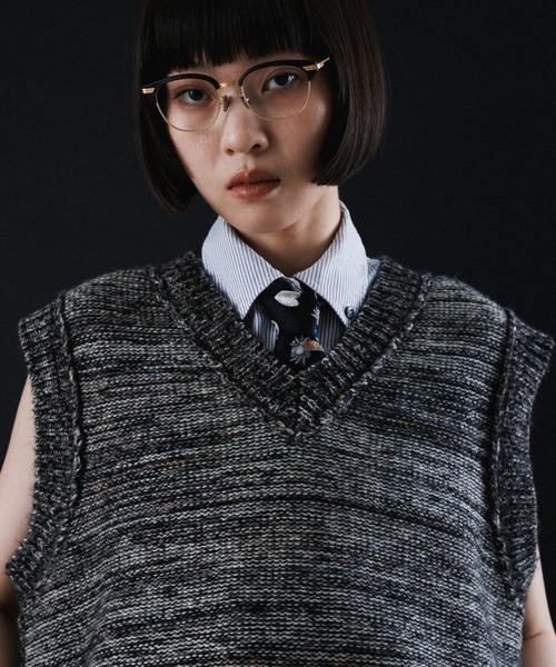 【セール】REVERSIBLE BOX KNIT VEST（ベスト）｜M TO R（ムウトアール）