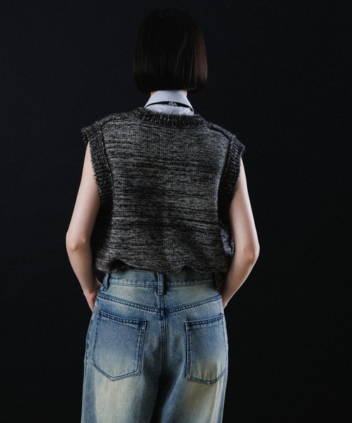 【セール】REVERSIBLE BOX KNIT VEST（ベスト）｜M TO R（ムウトアール）