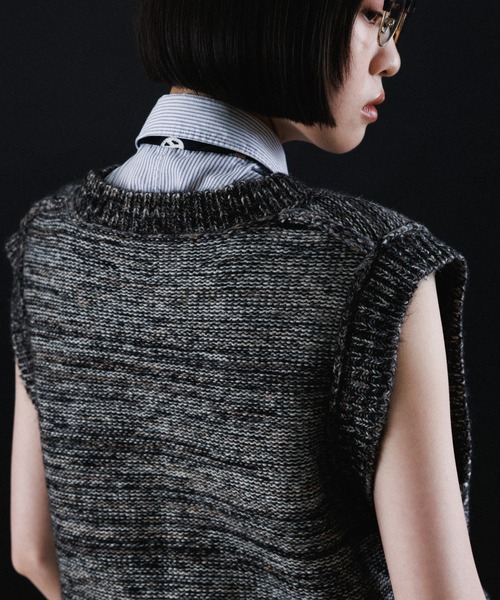 【セール】REVERSIBLE BOX KNIT VEST（ベスト）｜M TO R（ムウトアール）