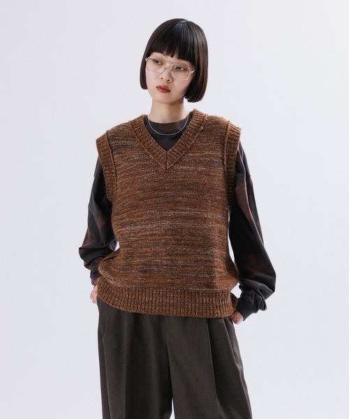 【セール】REVERSIBLE BOX KNIT VEST（ベスト）｜M TO R（ムウトアール）