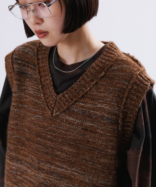 【セール】REVERSIBLE BOX KNIT VEST（ベスト）｜M TO R（ムウトアール）