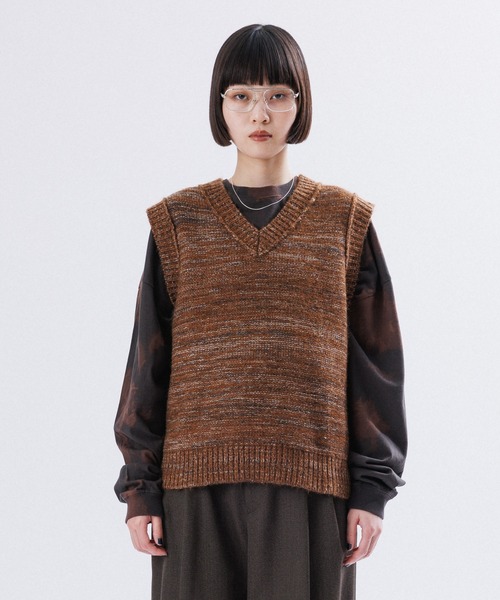 【セール】REVERSIBLE BOX KNIT VEST（ベスト）｜M TO R（ムウトアール）