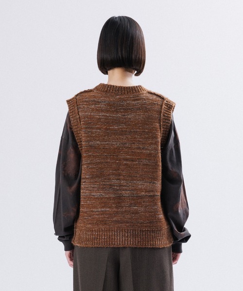 【セール】REVERSIBLE BOX KNIT VEST（ベスト）｜M TO R（ムウトアール）