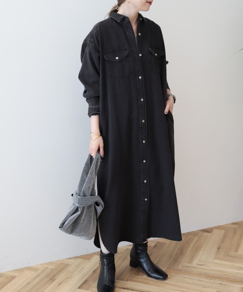 AMERICAN HOLIC（アメリカンホリック）の「デニムワンピース（ワンピース・レディース・ブラック/インディゴブルー・M/L）」の9枚目の写真