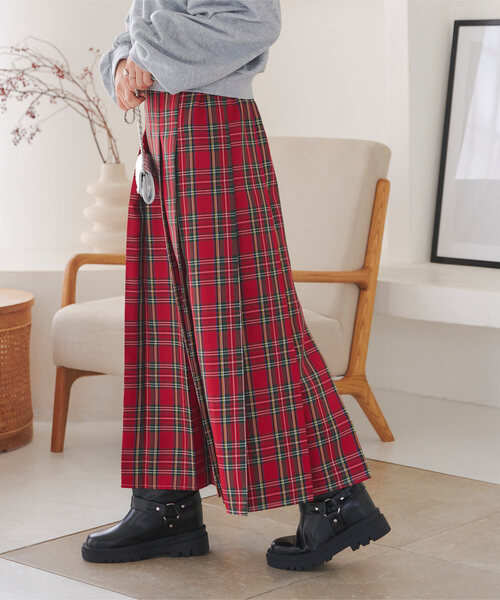 チェック柄プリーツスカート 起毛チェック柄プリーツスカート | BOTTOMS | 元町ゼラール公式