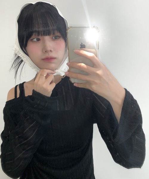 anyonemore（エニワンモア）の「ワンオフショルダーギャザーリボン長袖Ｔシャツ（Tシャツ/カットソー・レディース・ブラック/グレー・FREE）」の3枚目の写真