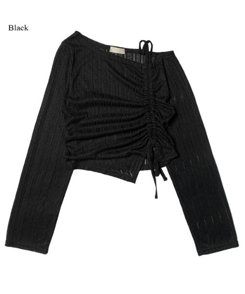 anyonemore（エニワンモア）の「ワンオフショルダーギャザーリボン長袖Ｔシャツ（Tシャツ/カットソー・レディース・ブラック/グレー・FREE）」の17枚目の写真