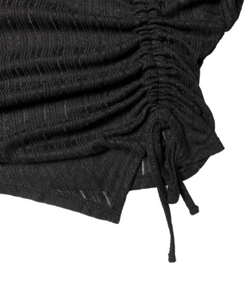 anyonemore（エニワンモア）の「ワンオフショルダーギャザーリボン長袖Ｔシャツ（Tシャツ/カットソー・レディース・ブラック/グレー・FREE）」の20枚目の写真