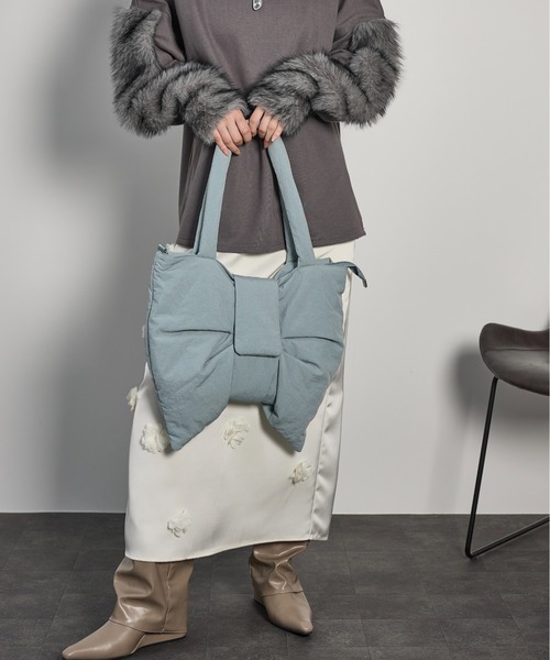 THE YOn（ザヨン）の「ビックリボンモチーフトートバッグ（トートバッグ・レディース・ブラック/サックスブルー/グレー・FREE）」の15枚目の写真