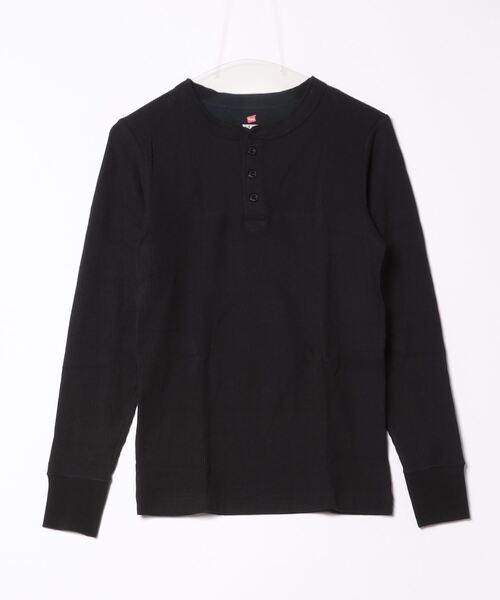 HANES(ヘインズ)の「【HANES/ヘインズ】BEEFYサーマルリブヘンリーネックTシャツ HM4-S104(Tシャツ/カットソー・メンズ・ブラック/ホワイト・X-LARGE/LARGE/MEDIUM/SMALL)」の2枚目の写真
