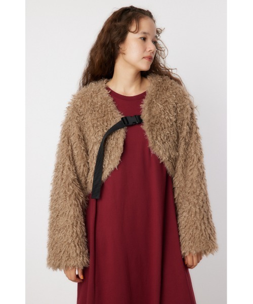 RODEO CROWNS WIDE BOWL（ロデオクラウンズワイドボウル）の「ボアボレロブルゾン（ブルゾン・レディース・アイボリー/ブラック/ベージュ・FREE）」の4枚目の写真