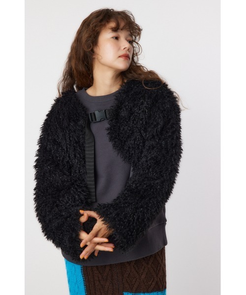 RODEO CROWNS WIDE BOWL（ロデオクラウンズワイドボウル）の「ボアボレロブルゾン（ブルゾン・レディース・アイボリー/ブラック/ベージュ・FREE）」の10枚目の写真