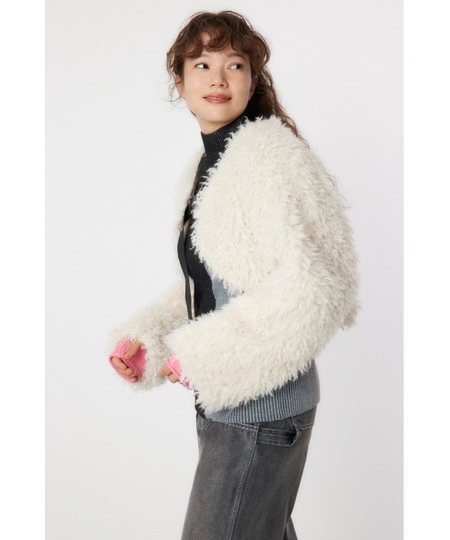 RODEO CROWNS WIDE BOWL（ロデオクラウンズワイドボウル）の「ボアボレロブルゾン（ブルゾン・レディース・アイボリー/ブラック/ベージュ・FREE）」の17枚目の写真