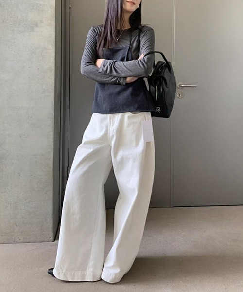 LYEON(リヨン)の「ロングショルダーホルターキャミ&シアーロンTセット(Tシャツ/カットソー・レディース・グレー/ベージュ・FREE)」の5枚目の写真