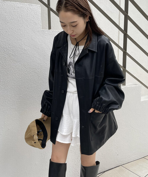 [mline]フェイクレザーポケットジャケット サイズ1 mline（エムライン）の「[mline]フェイクレザーポケットジャケット