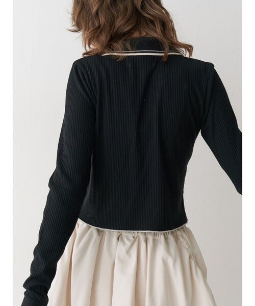 jouetie（ジュエティ）の「ロングスリーブチャイナポロ（Tシャツ/カットソー・レディース・ブラック/アイボリー/ピンク・MEDIUM）」の6枚目の写真