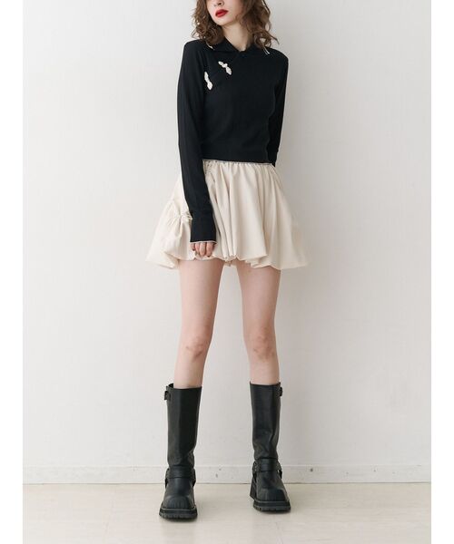 jouetie（ジュエティ）の「ロングスリーブチャイナポロ（Tシャツ/カットソー・レディース・ブラック/アイボリー/ピンク・MEDIUM）」の7枚目の写真